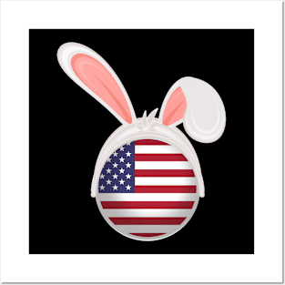 happy easter United State America bunny ears flag cute designs Posters and Art